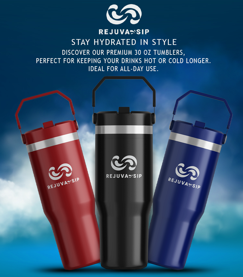 30 oz Stainless Steel Tumbler – Double-Walled Insulated, Hot & Cold with Leakproof Lid, Straw, and Flip-Top Handle